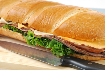 Poster - Close up shot of a giant sub sandwich