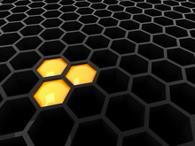 3d Black Abstract Honeycomb