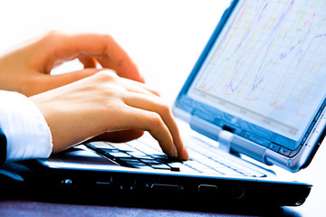 Canvas Print - Busy business woman doing some computer work