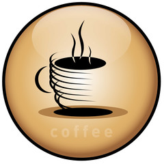Poster - Aqua style coffee button