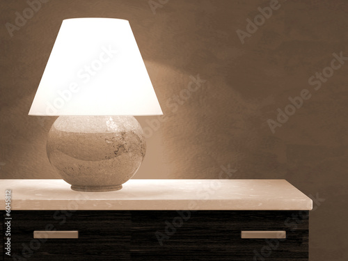 Fotografia  Lamp on bureau 3D rendering
