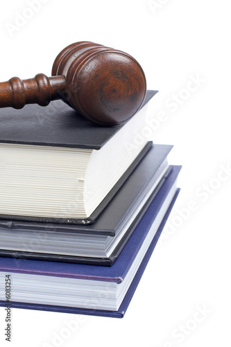 Fotografija Gavel and law books isolated on white background. Shallow DOF