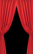 Set of red curtains placed on a black background
