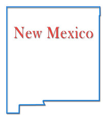 Wall Mural - New Mexico Map Outlined in Neon Blue with Red Lettering