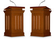 Two opposing podiums