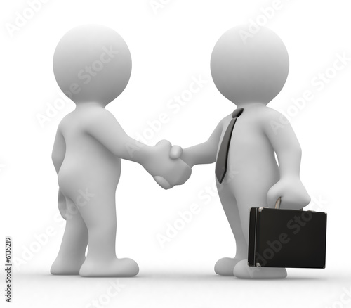 two 3d humans give their hand for handshake Tableau sur Toile