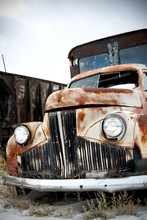 Abandoned Truck In Rural Wyoming Junkyard