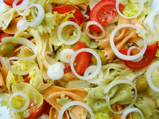 vegetable salad with the Italian macaroni and olives