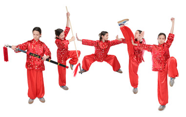 wushu girl in red group