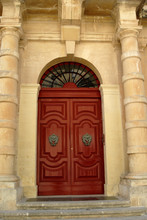 Ancient Door In A Church In Malta Island