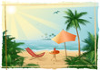 canvas print picture Vector illustration, tropical beach