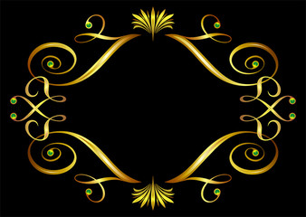 Poster - vector file of floral golden frame design