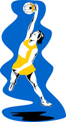 Poster - Netball player jumping to catch ball