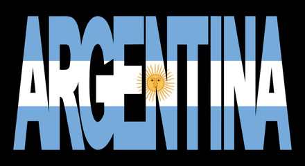 Wall Mural - Argentina text with flag