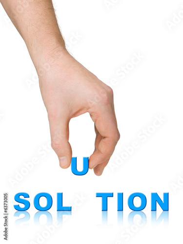 Fotografía Hand and word Solution, business concept