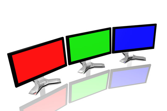 RGB monitors isolated over white background.