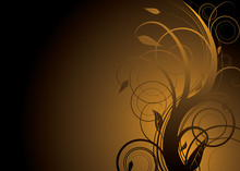 Abstract Floral Background In Gold And Black