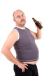 © Simone van den Berg - Overweight man holding a beer