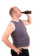 © Simone van den Berg - Overweight man with his beer belly sticking out