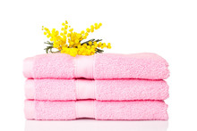 Pink Towels With Yellow Flowers