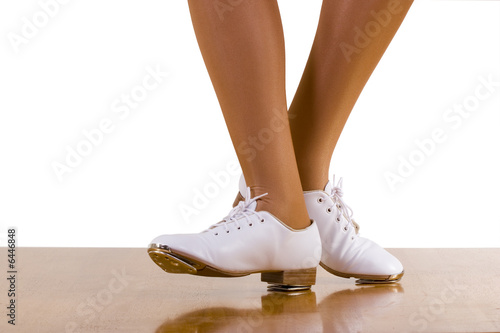 Fényképezés  Tap-Top/Clog dance front and side steps; close up, on white.