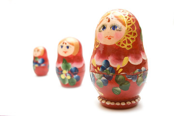 russian three matreshka on the isolated background