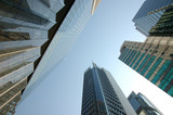 Fototapeta Na sufit - Low angle of office buildings in Hong Kong