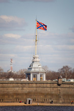 Saint-Petersburg's Navy Flag Above The Fortress Beach