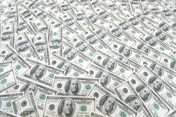 Background with many american hundred dollar bills