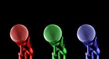 Primary Colored Microphones On Black