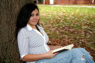 Teenager Studying Outside