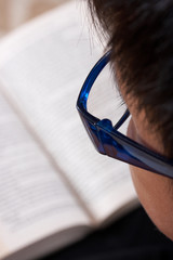 Poster - boy wearing a blue eyeglasses