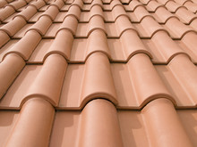 New Orange Roof Tiles Close Up Detail