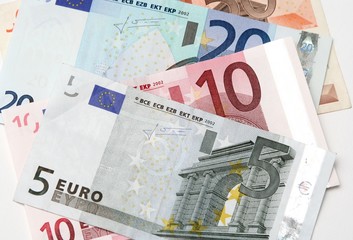 Colorful euro banknotes, close-up