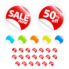 Glossy retail sticker set: sell and discount