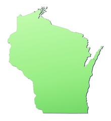 Wall Mural - Wisconsin (USA) map filled with light green gradient