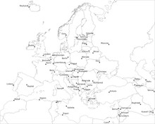 Europe Vector Outline Map With State Capitals