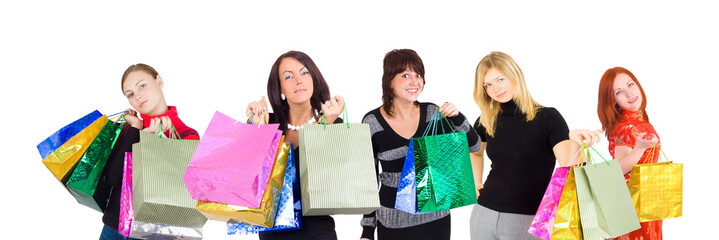 Group of shopping women