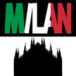 Duomo with Milan flag text