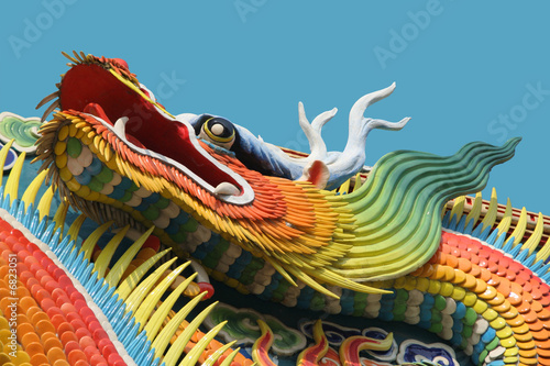 Naklejka - mata magnetyczna na lodówkę Asian temple dragon