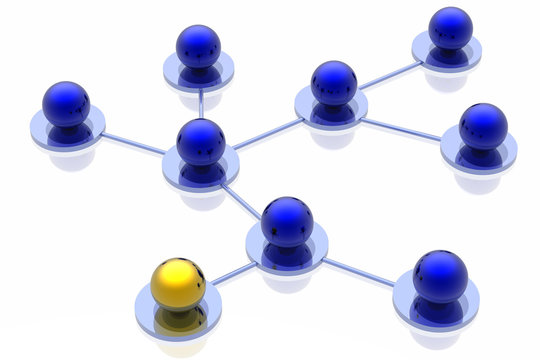 3d network connections isolated in white background
