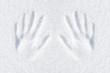 hands impression in fresh snow