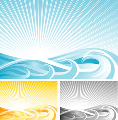 Leinwandbilder - abstract wave background, vector file and three different color