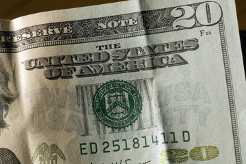 Detail, $20, twenty dollar bill