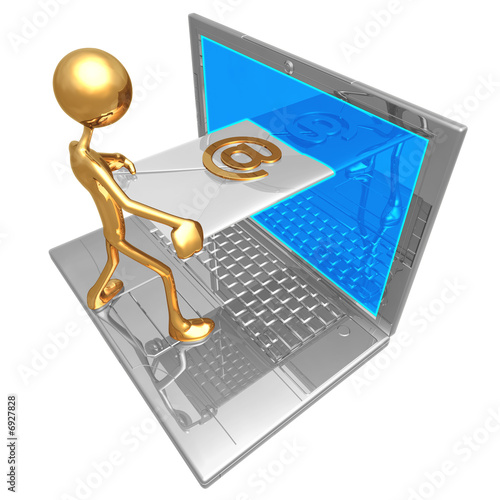 Fotografie, Obraz Sending Receiving E-Mail Through Laptop Screen