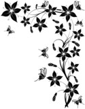 Fototapeta  - Flower background with butterfly, element for design, vector