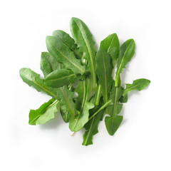 Dandelion leaves salad isolated on white background