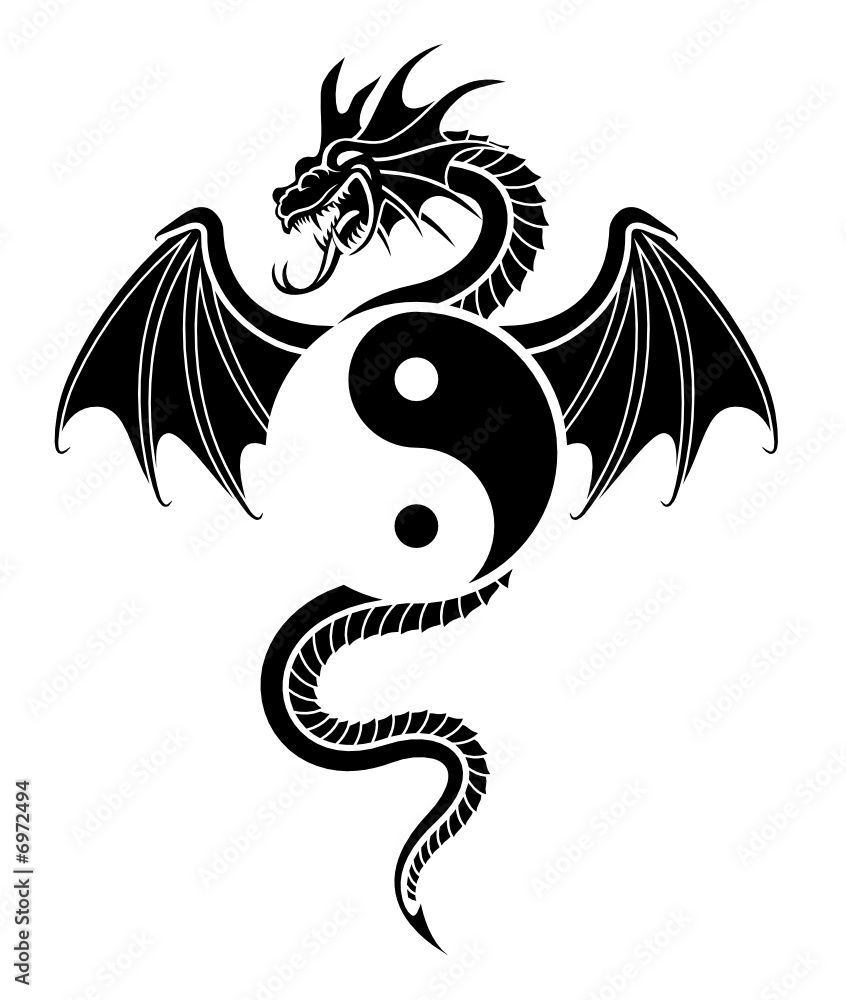 Yin Yang Dragon Stock Vector | Adobe Stock