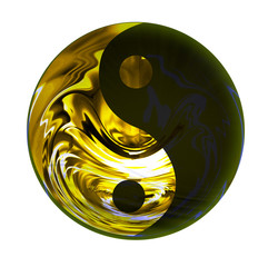 Wall Mural - Golden Yin Yang symbol