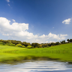 Poster - beautiful landscape with moutains and water